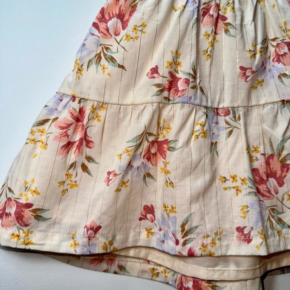 OshKosh Bgosh Baby Girls Denim Floral Tiered Overall Dress 18M NWT